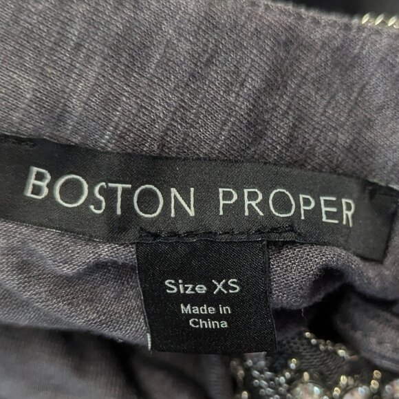 Boston Proper XS Gray Tee with Bejeweled Neck - Picture 10 of 13